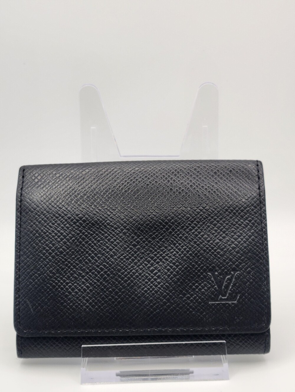 Louis Vuitton Black Taiga Leather Envelope Business Card Holder Case Wallet